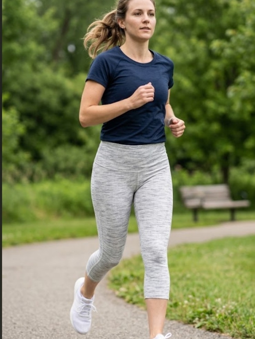High-Rise Heathered Gray Capri Leggings - Women's Active Capri